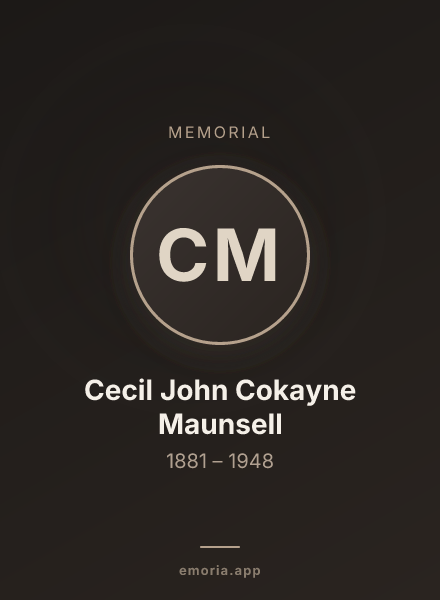 Memorial portrait of Cecil John Cokayne Maunsell
