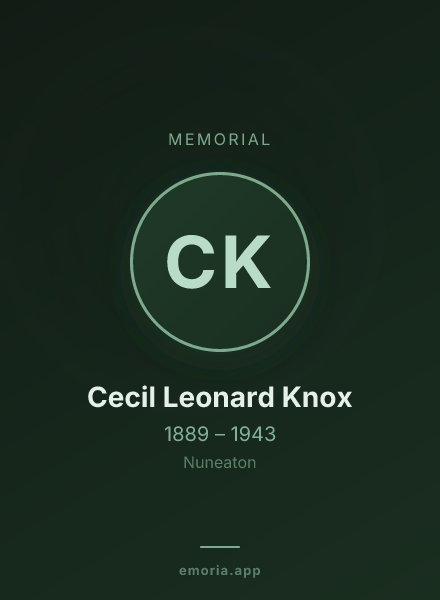 Memorial portrait of Cecil Leonard Knox