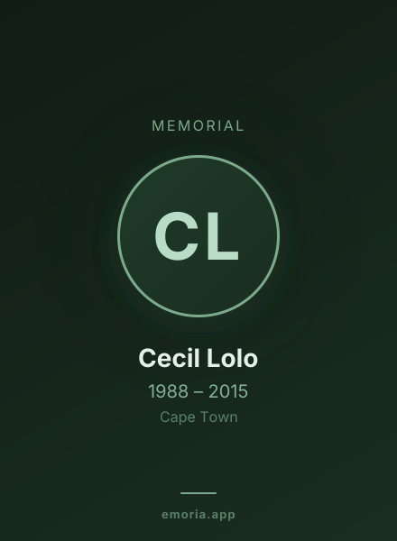 Memorial portrait of Cecil Lolo