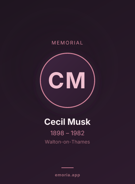 Memorial portrait of Cecil Musk