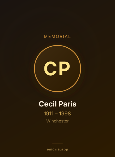 Memorial portrait of Cecil Paris
