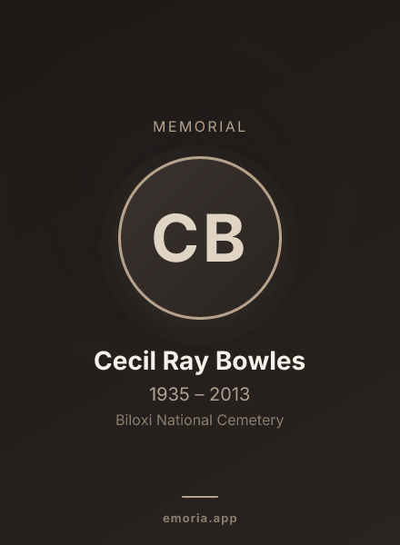 Memorial portrait of Cecil Ray Bowles