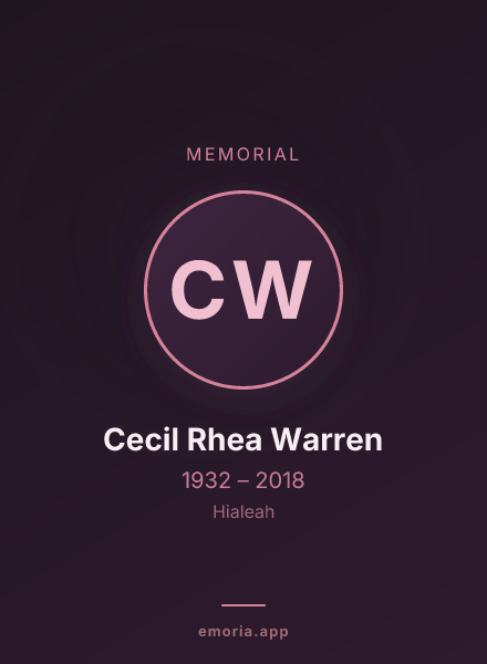 Memorial portrait of Cecil Rhea Warren