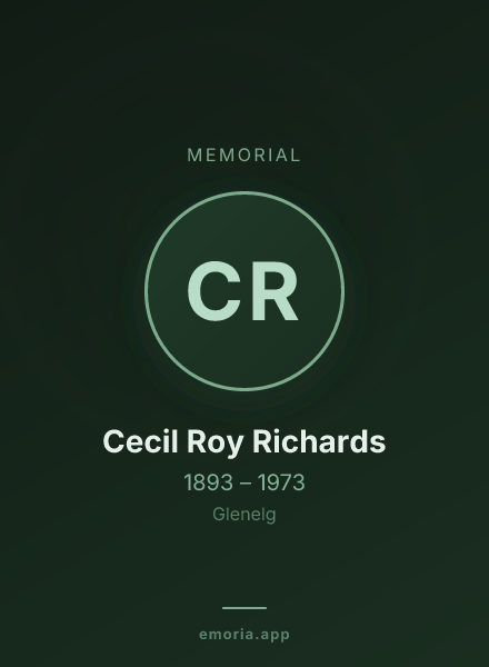 Memorial portrait of Cecil Roy Richards