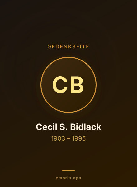 Gedenkportrait von Cecil S. Bidlack