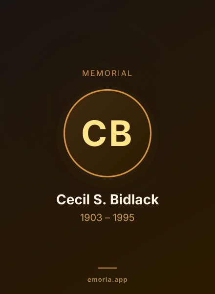 Memorial portrait of Cecil S. Bidlack