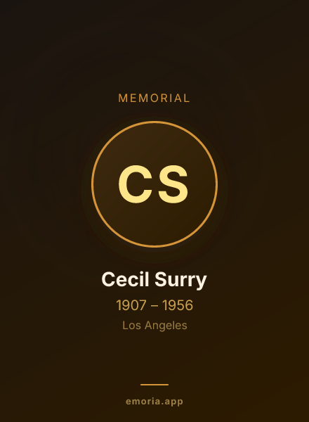 Memorial portrait of Cecil Surry