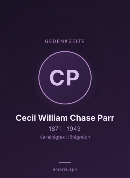 Gedenkportrait von Cecil William Chase Parr