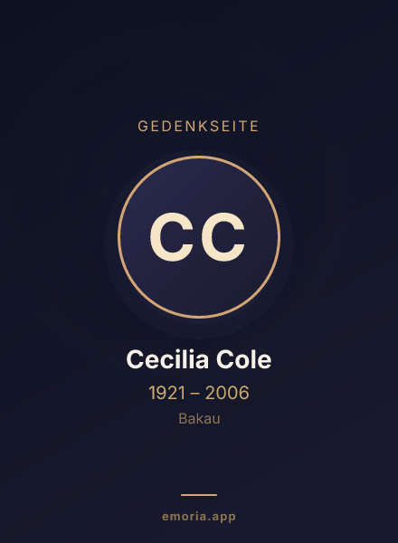 Gedenkportrait von Cecilia Cole