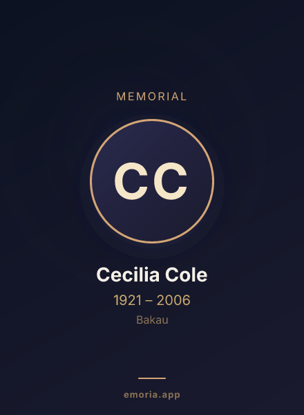 Memorial portrait of Cecilia Cole