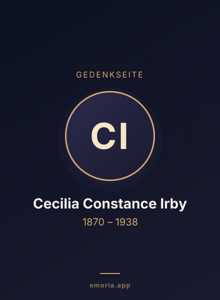 Gedenkportrait von Cecilia Constance Irby