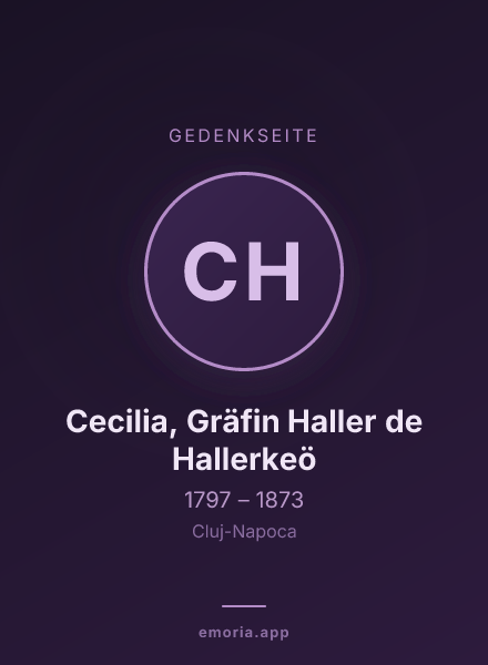 Gedenkportrait von Cecilia, Gräfin Haller de Hallerkeö