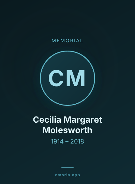 Memorial portrait of Cecilia Margaret Molesworth