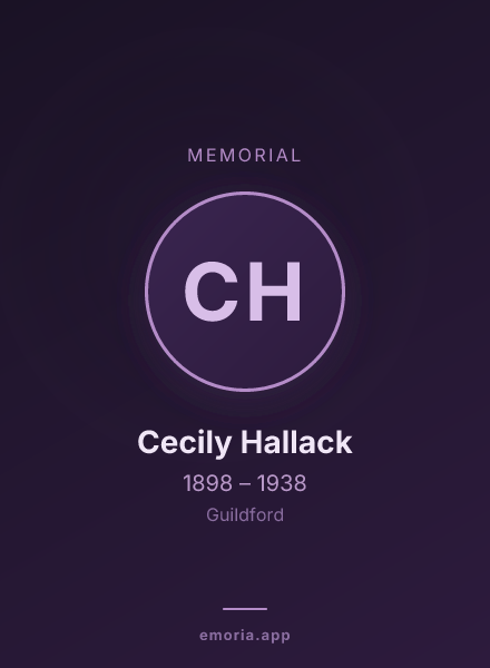Memorial portrait of Cecily Hallack