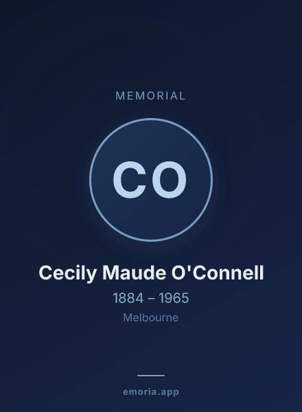 Memorial portrait of Cecily Maude O'Connell