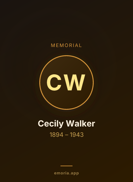 Memorial portrait of Cecily Walker