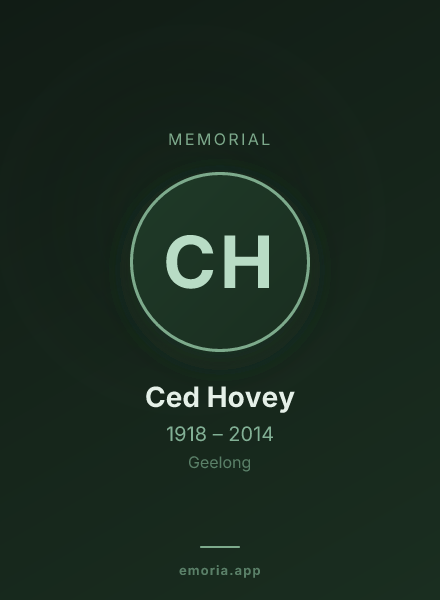 Memorial portrait of Ced Hovey