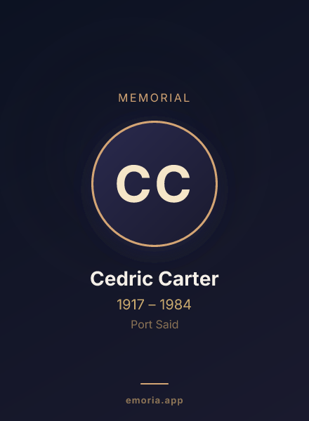 Memorial portrait of Cedric Carter
