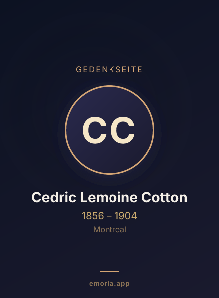 Gedenkportrait von Cedric Lemoine Cotton
