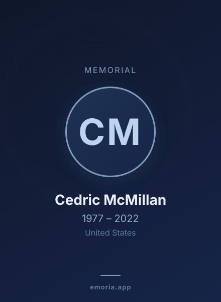 Memorial portrait of Cedric McMillan