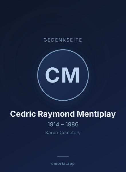 Gedenkportrait von Cedric Raymond Mentiplay