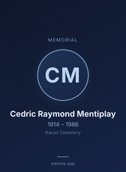 Memorial portrait of Cedric Raymond Mentiplay