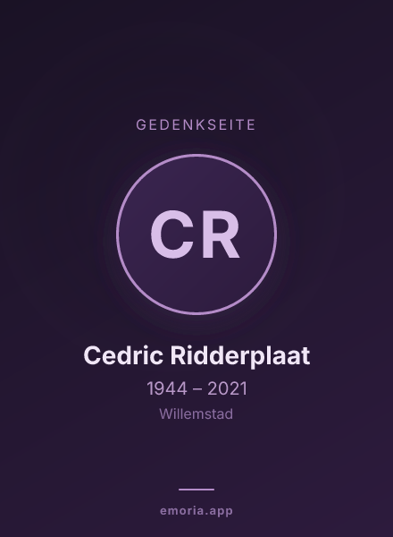 Gedenkportrait von Cedric Ridderplaat