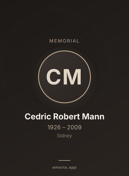 Memorial portrait of Cedric Robert Mann