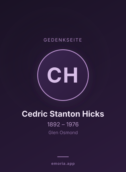 Gedenkportrait von Cedric Stanton Hicks