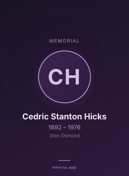 Memorial portrait of Cedric Stanton Hicks
