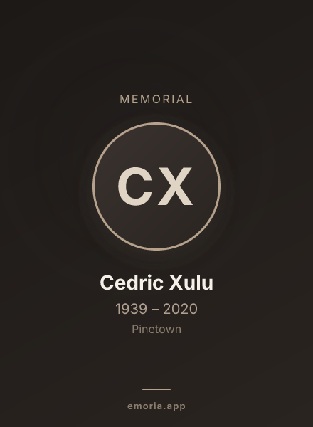 Memorial portrait of Cedric Xulu