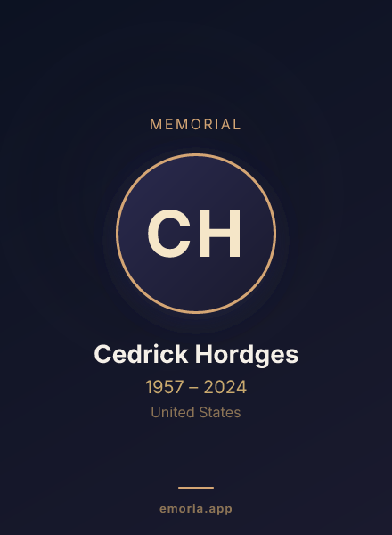 Memorial portrait of Cedrick Hordges