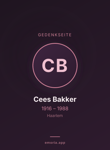 Gedenkportrait von Cees Bakker
