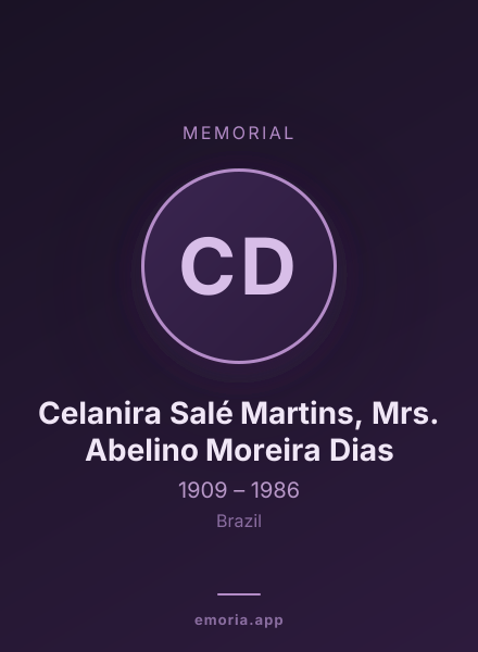 Memorial portrait of Celanira Salé Martins, Mrs. Abelino Moreira Dias