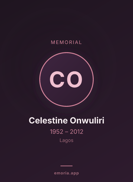 Memorial portrait of Celestine Onwuliri
