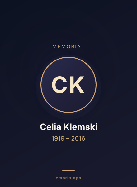 Memorial portrait of Celia Klemski