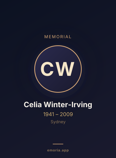 Memorial portrait of Celia Winter-Irving