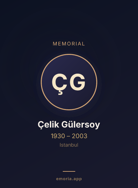 Memorial portrait of Çelik Gülersoy