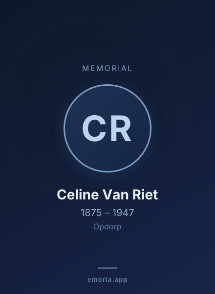 Memorial portrait of Celine Van Riet