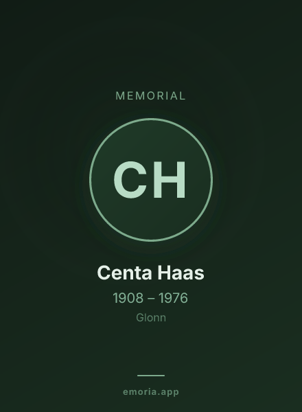 Memorial portrait of Centa Haas