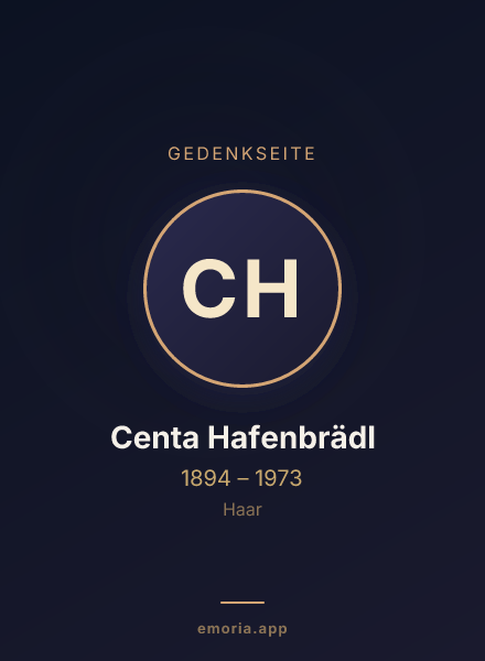 Gedenkportrait von Centa Hafenbrädl