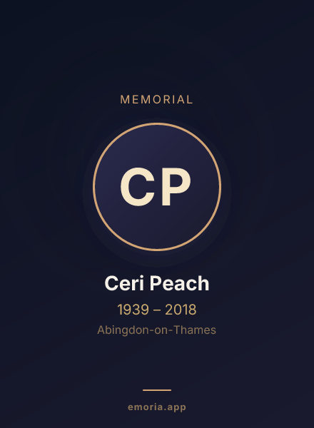 Memorial portrait of Ceri Peach