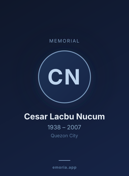 Memorial portrait of Cesar Lacbu Nucum