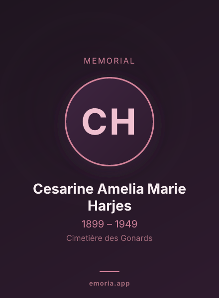 Memorial portrait of Cesarine Amelia Marie Harjes