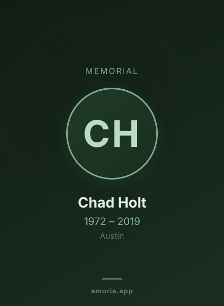Memorial portrait of Chad Holt