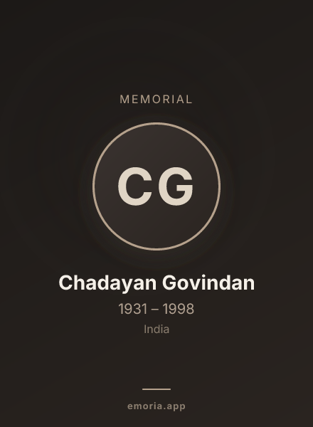 Memorial portrait of Chadayan Govindan