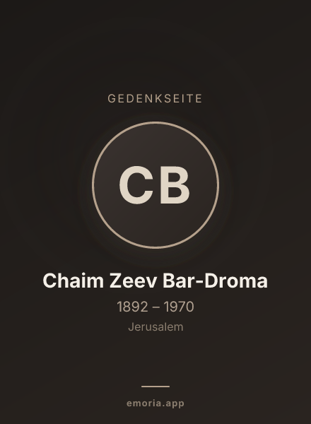 Gedenkportrait von Chaim Zeev Bar-Droma