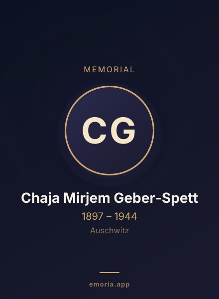 Memorial portrait of Chaja Mirjem Geber-Spett