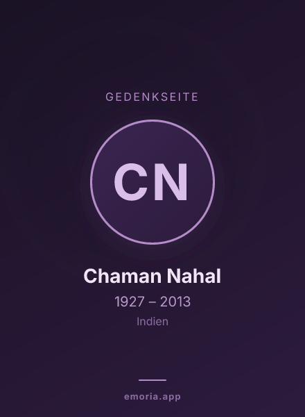 Gedenkportrait von Chaman Nahal