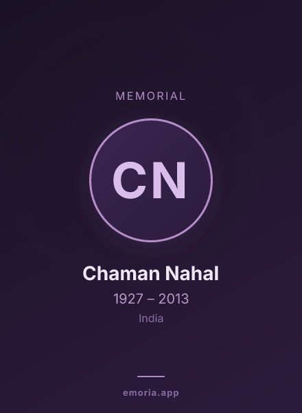 Memorial portrait of Chaman Nahal